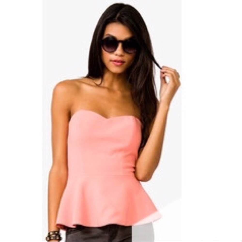 Peach strapless top